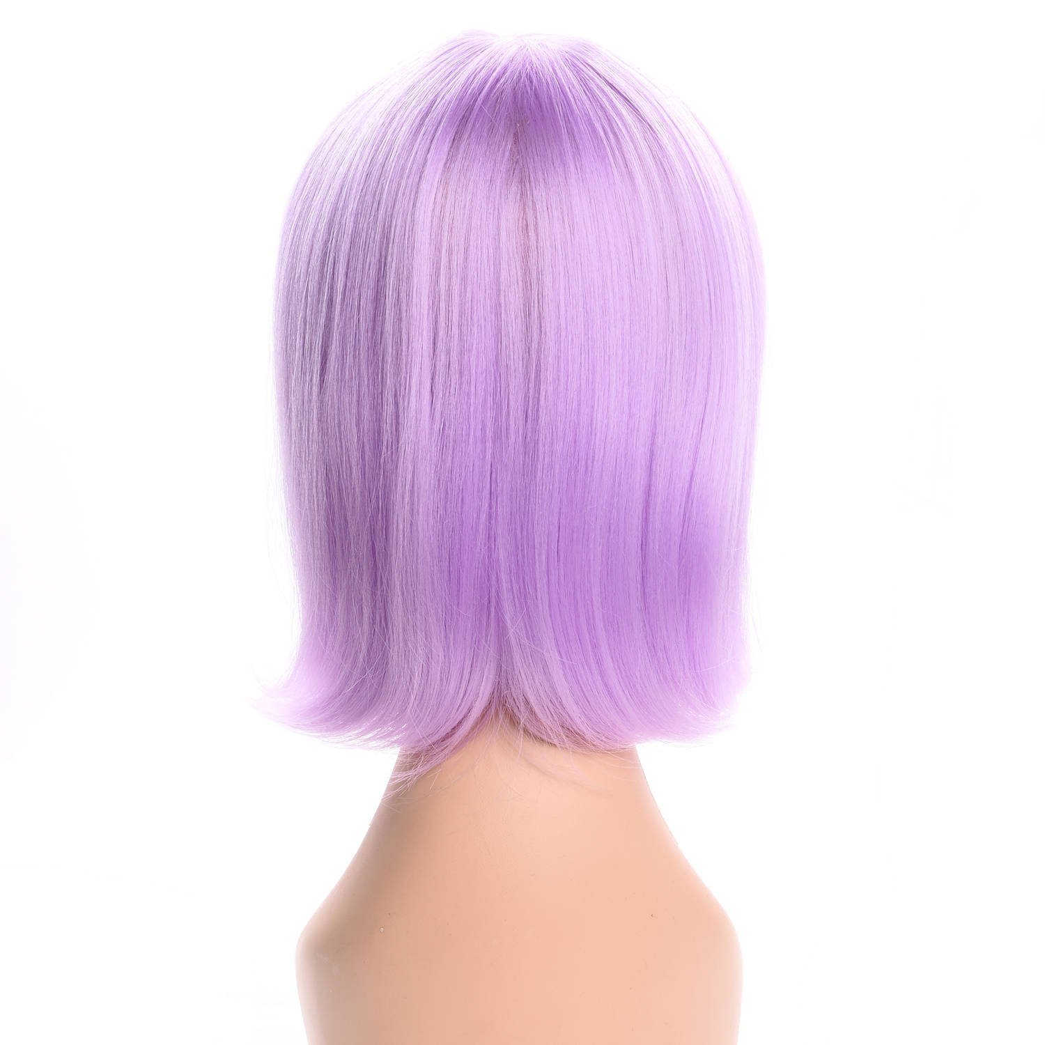 Purple Silike Synthetic Medium Length Straight Bob Wigs 14 Full
