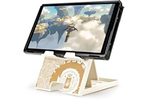 Tscope Cute Switch Stand for Nintendo, Zelda Tears of The Kingdom, Switch Lite, OLED - Adjustable Foldable Portable Playstand (White)