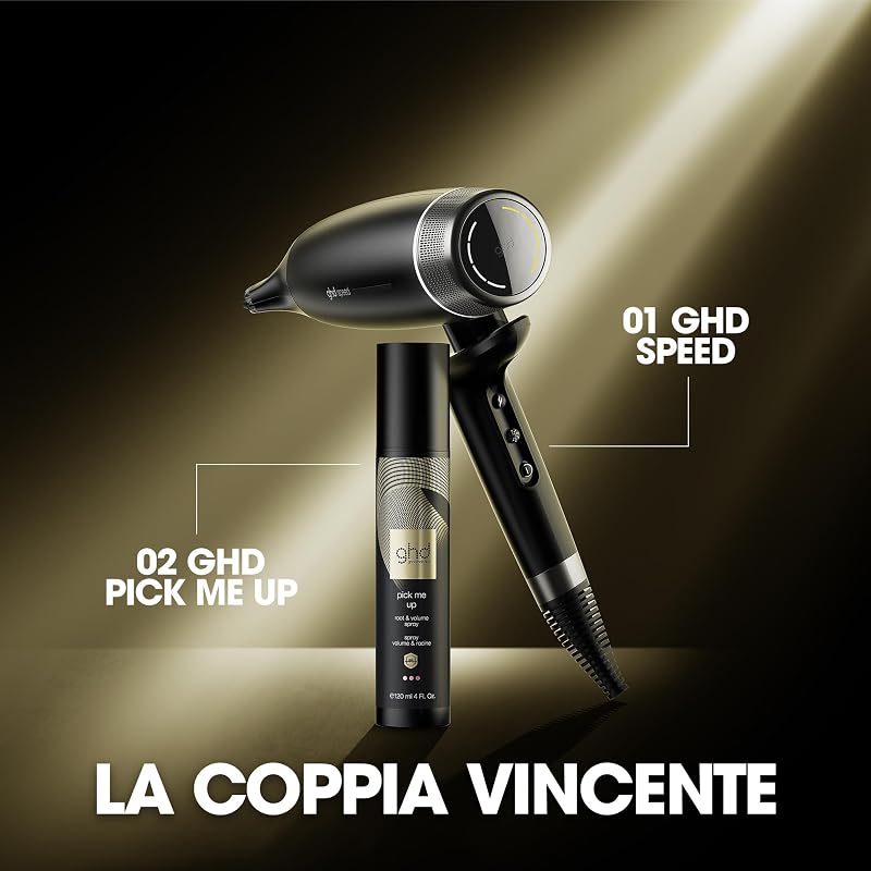 speed, Asciugacapelli Professionale Ultra-Veloce a Ioni, Nero Opaco