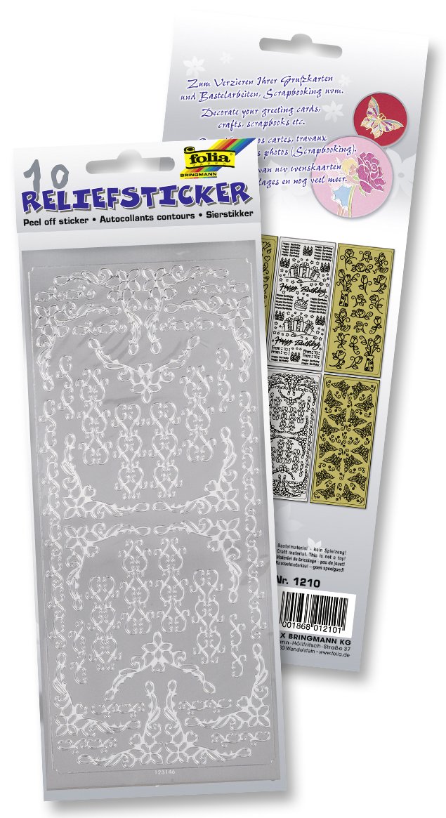 folia Relief Sticker 1210 Peel-Off Stickers for Throughout the Year Assorted Gold/Silver