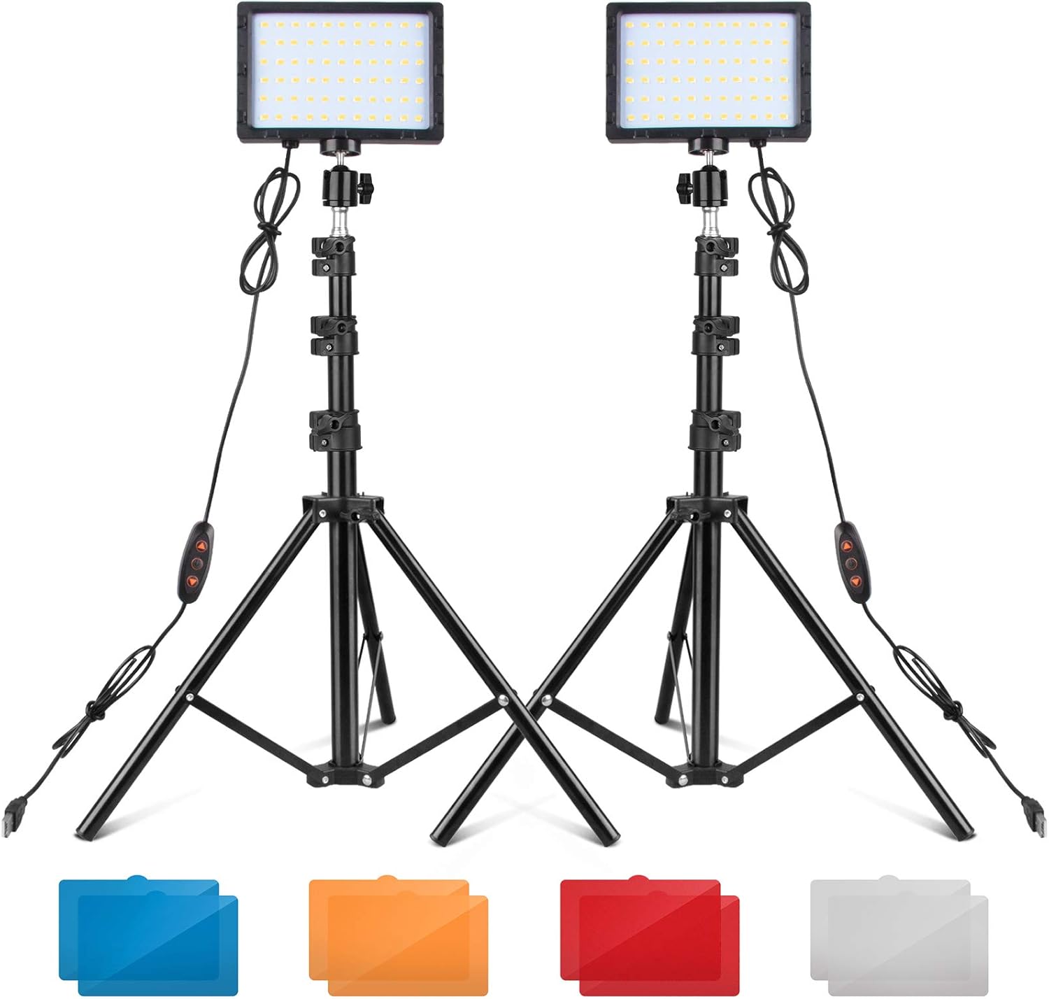 UBeesize LED Video Gentle Equipment, 2Pcs Dimmable Steady Moveable Images Lighting with Adjustable Tripod Stand & Colour Filters for Tabletop/Low-Angle Taking pictures, for Zoom, Sport Streaming, YouTube