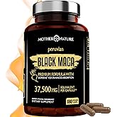 Black Maca Root 50:1 Extract 37,500mg – 180 Capsules Organic Peruvian Maca Peruana Supplement for Men | High Potency Energy, Mood & Performance Support | Vegan, Non-GMO