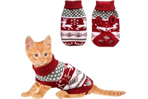 Vehomy Dog Christmas Sweaters Pet Winter Knitwear Xmas Clothes Classic Warm Coats Reindeer Snowflake Argyle Sweater for Kitty Puppy Cat-S
