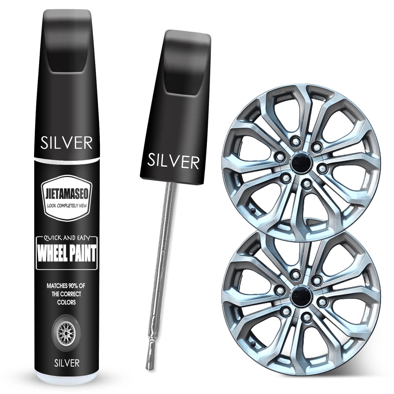 Photo 1 of Silver Rim Touch Up Paint - Wheel Repair Kit Curb Rash, Quick And Easy Wheel Scratch Repair, Rim Paint For Car Wheel Repair