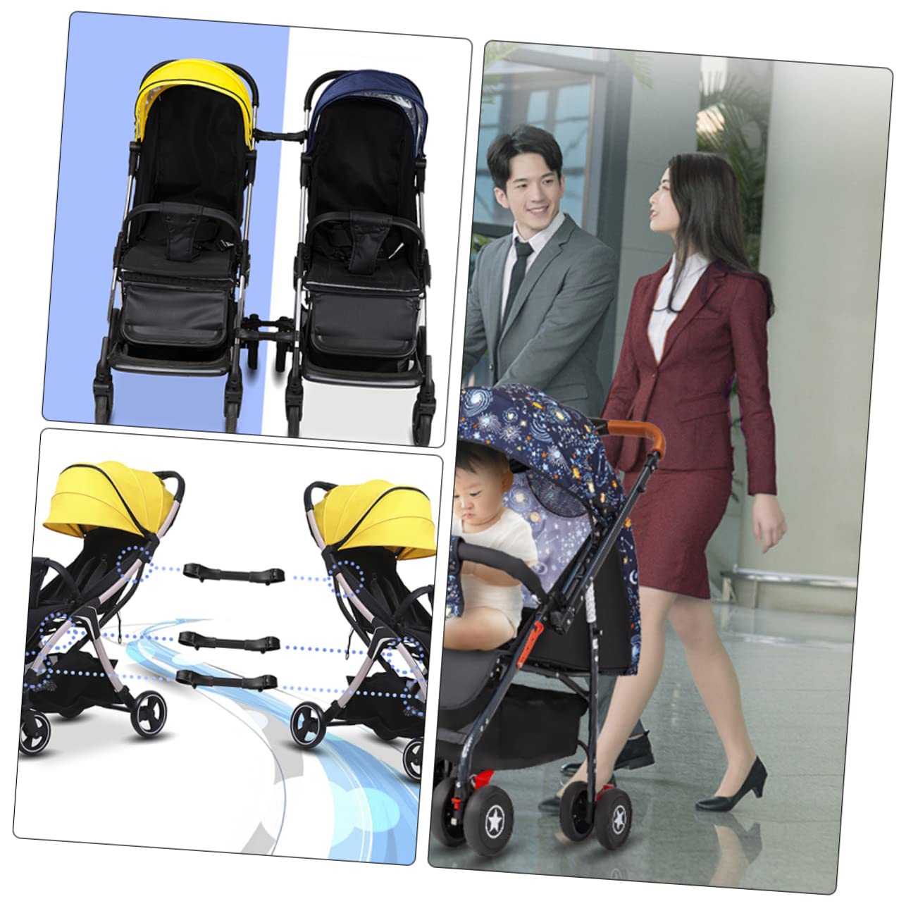 ERINGOGO 2pcs Stroller Connectors for Twin Strollers Easy to Use for Outings Parks and Family Walks