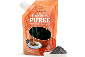 Homtiem Black Garlic Puree 150g. (Made from Solo Black Garlic 100%), Whole Black Garlic Fermented for 90 Days, Non-GMOs, High in Antioxidants, Ready to Eat for Snack Healthy, Healthy Recipes.