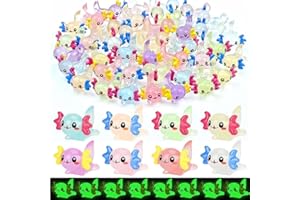 32 Pcs Luminous Mini Resin Axolotls Figures Glow in The Dark Small Little Tiny Animals Axolotls to Hide Garden Miniature Figu