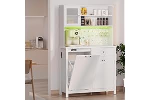 GOODONE 71" Tall Kitchen Pantry Storage Cabinet with Deodorising Function, Kitchen Hutch Cabinet with Charging Station, Food Pantry with Drawer for Dining Room (White)