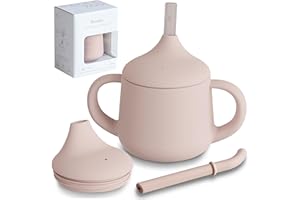 Moonkie Silicone Baby Sippy Cups | Straw Cup Baby | Toddler Cup with Straw | 3 Stages Training Cup for Baby Infants Toddlers 