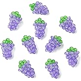 Gelirda 10Pcs Handmade Acrylic Bead Grape Pendants Beaded Fruit Food Charms for DIY Jewelry Bracelet Necklace Making Craft