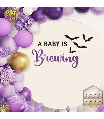 Halloween-Babyparty-Hintergrund – „A Baby Is Brewing“ Mit Hexe & Geistern