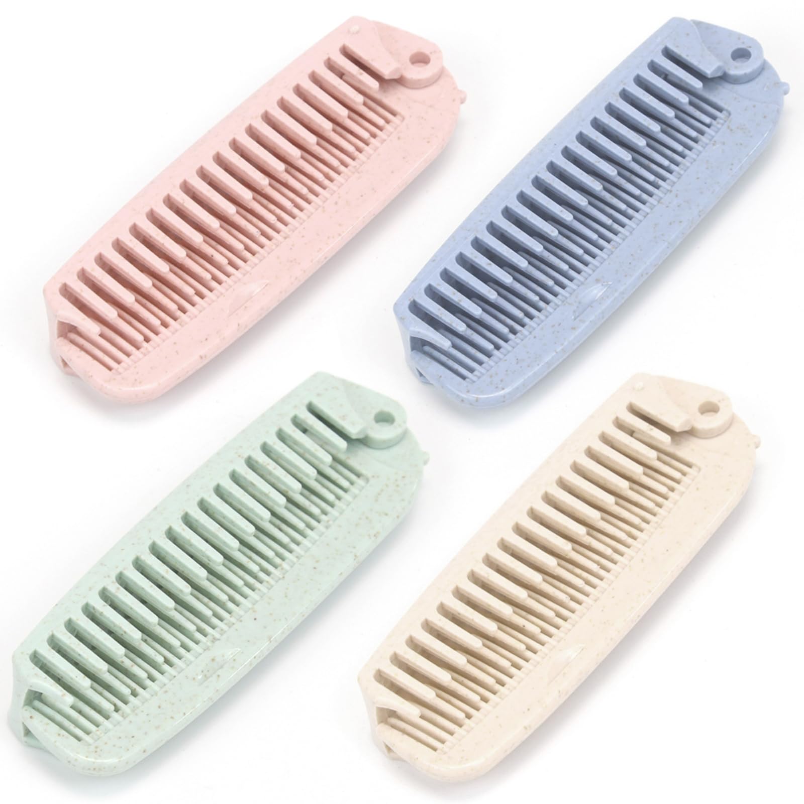 Photo 1 of 4 PCS Wheat Straw Foldable Hair & Makeup Comb: Portable, Eco-Friendly, For Men & Women - Perfect for Travel