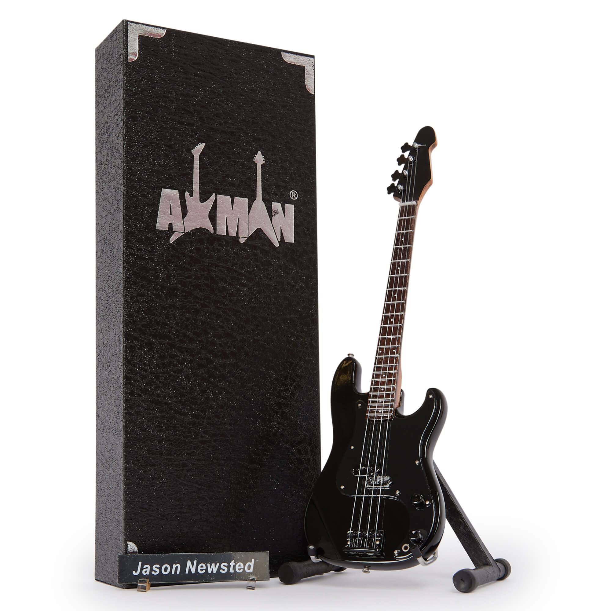 Jason Newsted - Miniature Guitar Replica - Music Gifts - Handmade Ornamental 1/4 Scale - Includes a Display Box, Name Tag and Miniature Guitar Stand