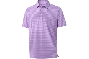 M MAELREG Boys' Polo Shirt Striped Short Sleeve Moisture Wicking Performance Stretch Active Casual Collared Kids Golf Shirt