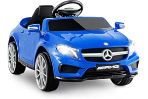 OLAKIDS Kids 12V Electric Ride On Car, Licensed Mercedes Benz GLA45 Vehicle for Toddler with Control Remote, Battery Powered Toy with Music, USB, MP3, 2 Speeds, Wheels Suspension, LED Lights