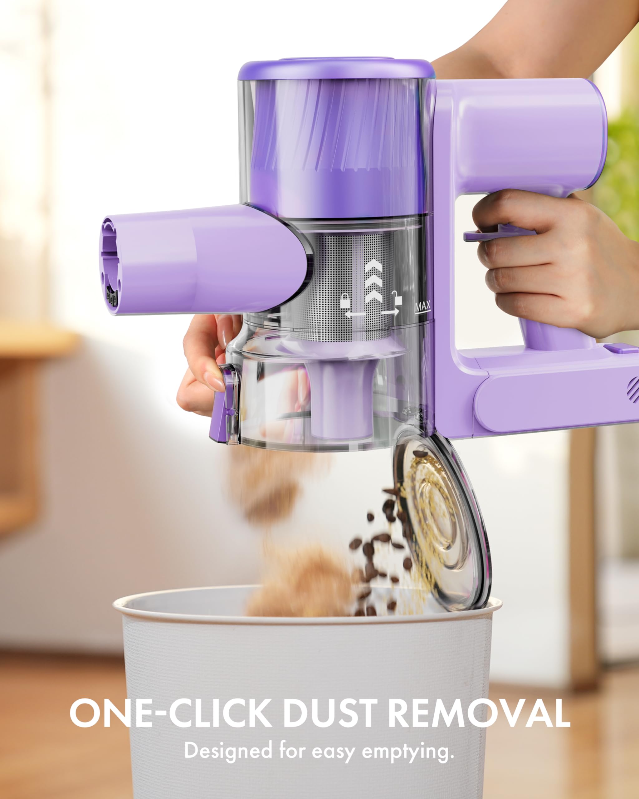 Homeika Cordless Vacuum Cleaner, 28Kpa Powerful Suction, 380W Strong Brushless Motor with 8 in 1 Lightweight Stick Vacuum Cleaner with 50 Min Runtime Detachable Battery for Pet Hair & Carpet, Purple