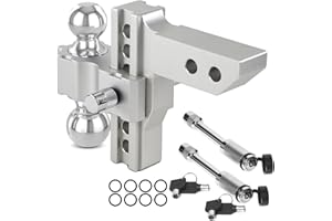 Taelakeni Adjustable Trailer Drop Hitch Fits 2 Inch Receiver with 6 Inch Drop/Rise, Heavy Duty 12500 LBS GTW Alumium Alloy 2"