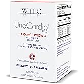 WHC, UnoCardio X2 Fish Oil, Triglyceride Omega-3 Fatty acids, 1270 mg Fish Oil Supplement (622 mg EPA / 420 mg DHA/Total 1150 mg of Omega-3 per Serving), Natural Orange, 60 softgels