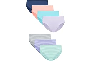 Hanes Underwear, 7-Pack, Pure Comfort Microfiber Hipster Panties for Girls, Assorted