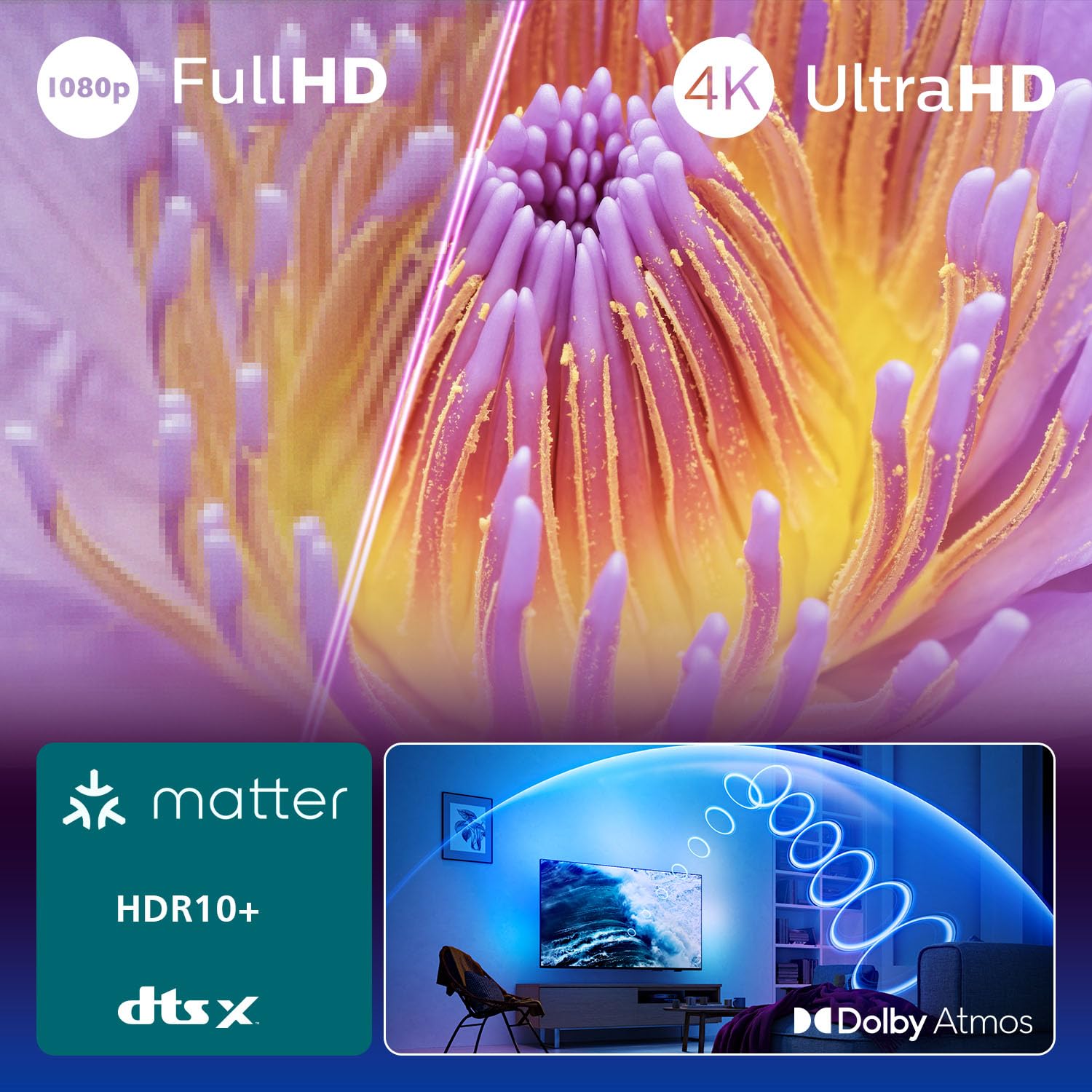 Philips Ambilight 43PUS8500 4K LED Smart TV - 43 Zoll Display mit Pixel Precise Ultra HD, Titan OS, Dolby Vision und Dolby Atmos Sound 4
