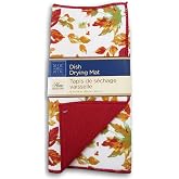 Home Collection Autumn Leaves Patterned Dish Drying Mat - 12x18 Inches