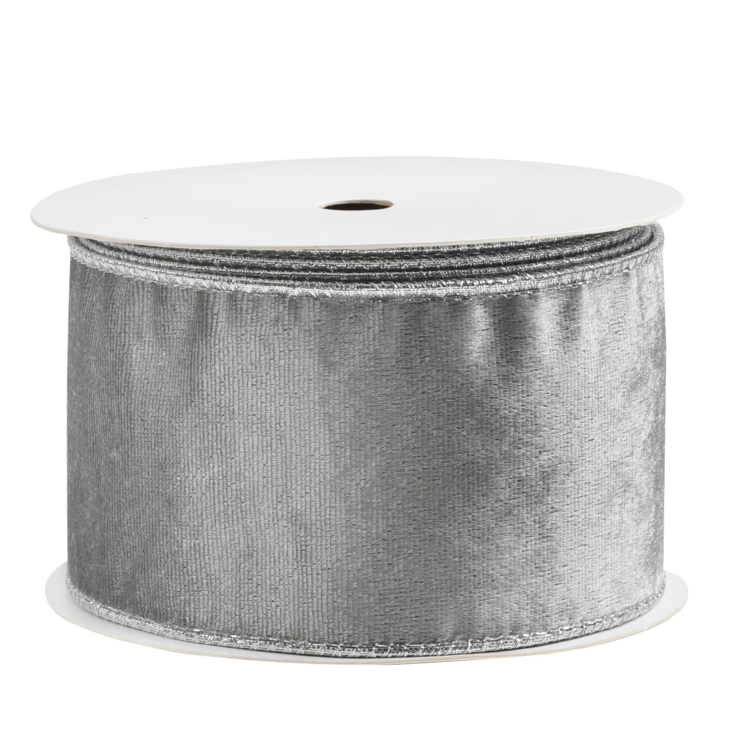 VEYLIN Silver Gray Satin Ribbon 63mm, 9m(10 Yards) Double Sided Solid Colors Velvet Ribbon for Christmas Tree Decoration DIY Craft