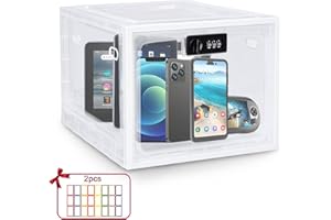 Lalifebuss Combination Lock Boxes for Personal Items, Lockable Storage Box for Office Locker/School/Medicine/Snacks/Phone Jail/Electronic/Home (1 Pack/White)