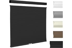 Boolegon Top Down Bottom Up Blackout Cellular Shades Cordless Color Match Honeycomb Blinds for Windows Custom Size, Black, 34" W x 56" H