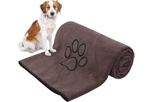 KinHwa Dog Towel Super Absorbent Pet Bath Towel Microfiber Dog Drying Towel for Small, Medium, Large Dogs and Cats 30inch x 50inch Brown