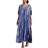 IMAGEKOPE Kaftan for Women Plus Size Bathing Suit Cover up Batwing Dress Loose fit Moroccan Caftan mumu Dresses for Women