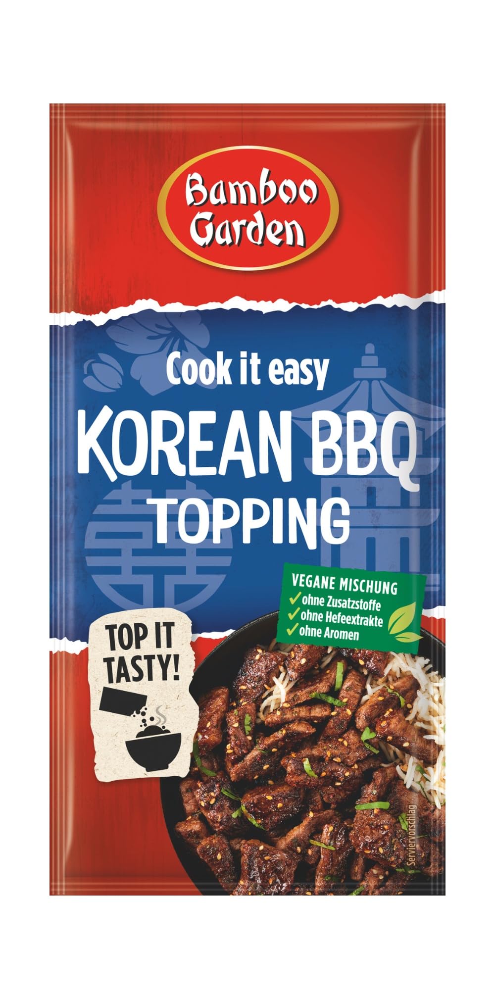 Bamboo Garden - Korean BBQ Topping | Gewürztopping zum Verfeinern von koreanischen Grillgerichten | Vegan, natürliche Zutaten | 15 g im Beutel