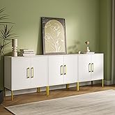 JOZZBY Set of 3 Storage Cabinet, Sideboard Buffet Storage, Modern Living Room Cabinet, White Side Cabinets for Bedroom, Kitch