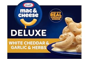 KRAFT MAC & CHEESE Kraft Deluxe Mac and Cheese, 1 Box, for Easy Dinner or Dinner Sides, White Cheddar and Garlic and Herbs, No Artificial Flavors or Dyes, 11.9 oz
