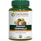 Pure Nutrition Organic Triphala Tablet - 1200mg | 120 Count | USDA Organic | Powerful Blend of Amlaki + Haritaki + Bibhitaki to Support Healthy Digestion | Non-GMO | Gluten-Free