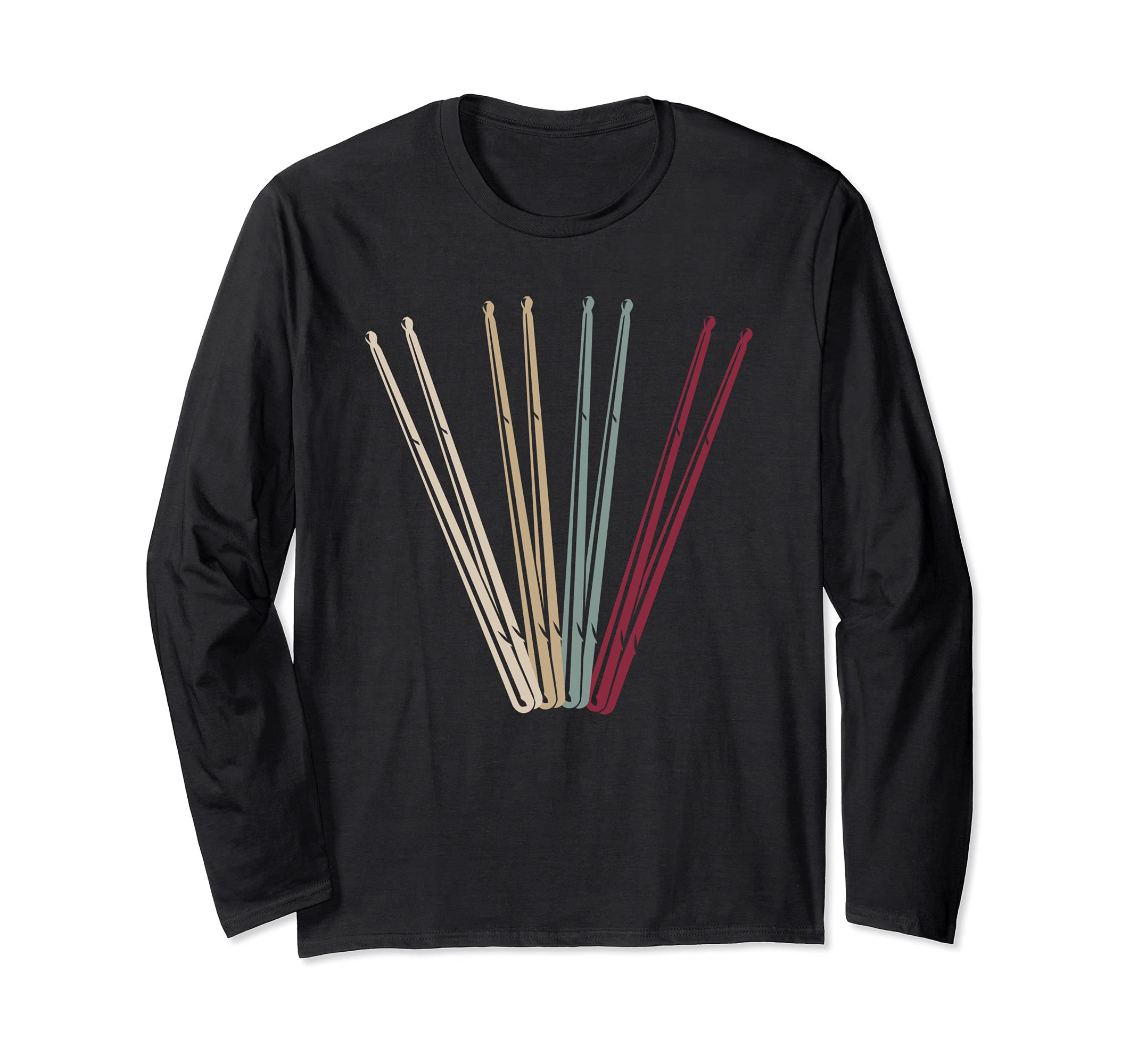 Percussion Music Drums Player Drumsticks Drummer Retro Drums Long Sleeve T-Shirt