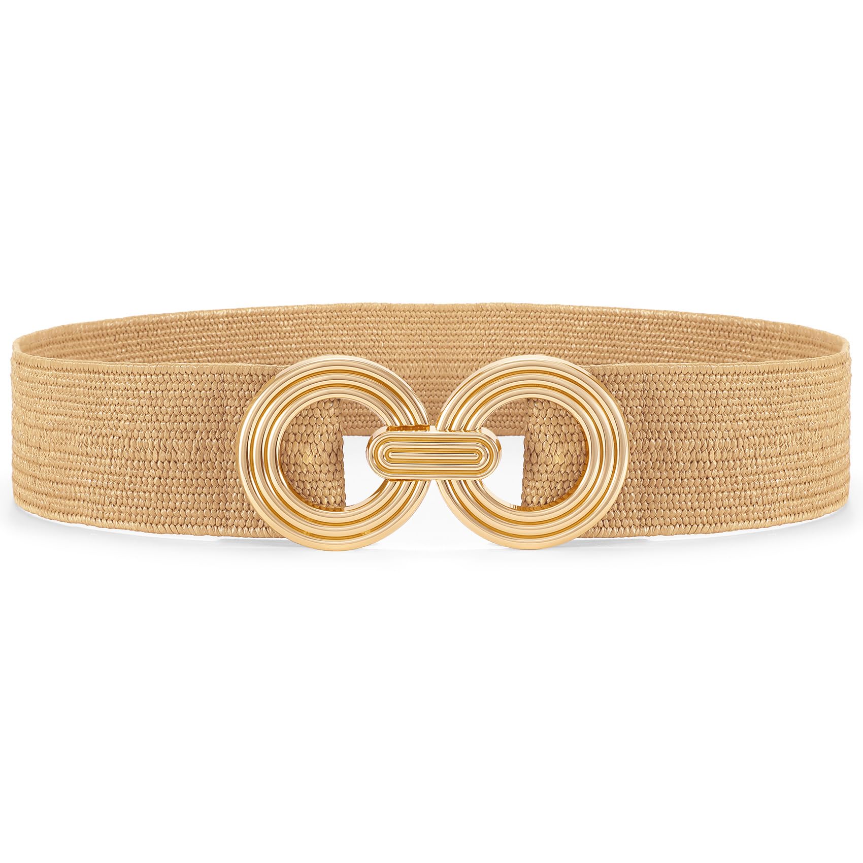 Photo 1 of Waist Wow Straw Woven Elastic Belt for Women Vintage Wide Belts Stretchy Boho Belt Ladies Summer Beach Dress Belt