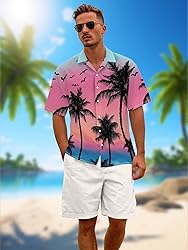 Hawaiian Shirts for Men Summer Beach Casual Short