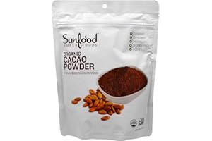 Sunfood Superfoods Cacao Powder Organic - Pure Raw Chocolate Powder for Baking, Rich & Unsweetened, Certified USDA Organic, Non-GMO, Vegan, Gluten Free, Earth Kosher - 8 oz Bag