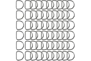Ewparts 60 Pack Metal D Ring 1 Inch, Welded Heavy Duty Metal D Ring Stainless-Steel D Rings Thickness Heavy Duty Ring for Sew