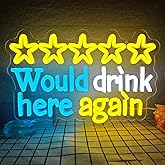 Would drink here again Neon Sign for Wall Decor Funny Bar Neon Sign Dimmable Beer Led Neon Lgiht Decorations for Home Bar Basement Garage Mancave