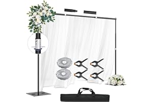 GLOSHOOTING Heavy Duty Backdrop Stand, 10x10ft Adjustable Photo Background Stand Support System Kit with Steel Base, Pipe and Drape Photography Backdrop Stand Kit for Parties Video Studio Wedding