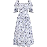 Scarlet Darkness 2026 Summer Floral Dress for Women Cottagecore Smocked Midi Dresses