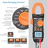 Proster Clamp Meter TRMS 6000 Counts 800A 600V Auto Range NCV Backlit view 2