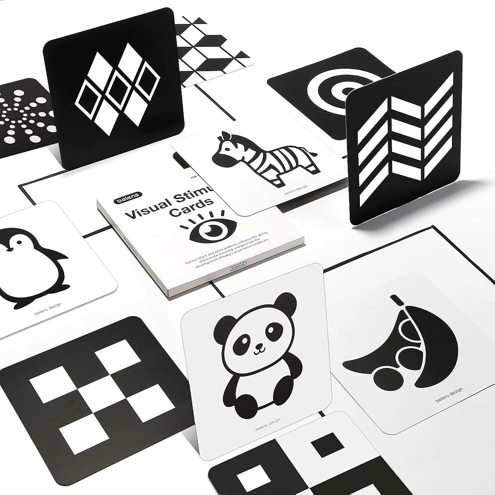 Beiens Newborn Sensory Toys Cards Black and White 0-12 Months 40 Pages