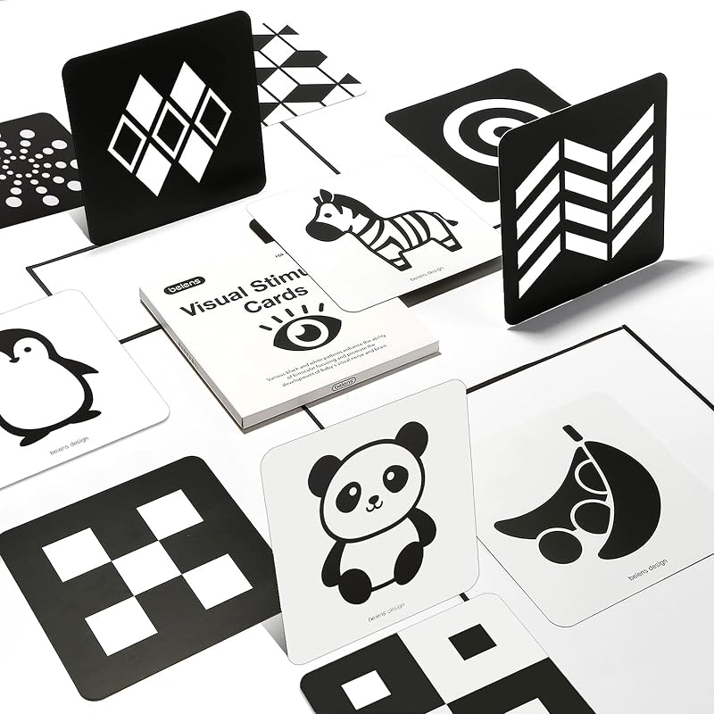 Beiens Newborn Sensory Toys Cards Black and White 0-12 Months 40 Pages