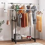 Vivo Technologies Double Rail Adjustable Tidy Rack Mobile Garment Rack view 3