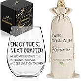 Innfueunun Enjoy the Next Chapter, Retirement Gifts for Him Her 2025,Retirements Wine Glass&Wine Bag,Best Retirement Gifts for Women Men 2025, Coworker, Friend, Teacher, Boss, Sisters, Mom,Dad