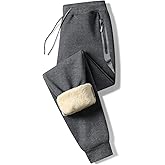 Tansozer Mens Sherpa Fleece Lined Athletic Sweatpants Winter Warm Running Casual Heavyweight Jogger Pants with Zipper Pockets