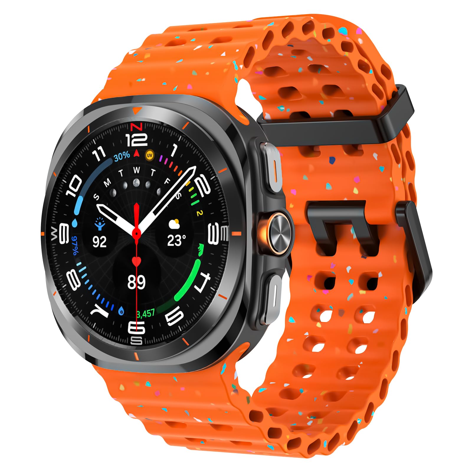 Soft Ocean Silicone Bands Compatible for Samsung Galaxy Watch Ultra 47mm(2025/2024) Men Women, Color Speckles Breathable Sport Replacement Strap