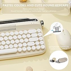 YUNZII Upgraded Wireless Typewriter Keyboard, Retro